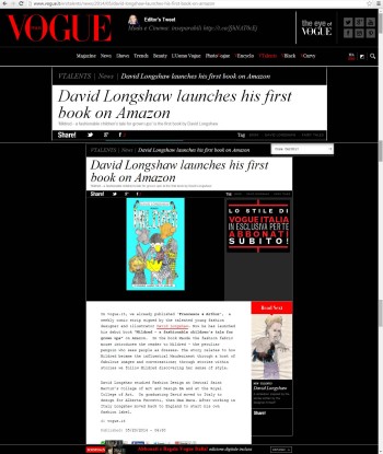 VOGUE Italia review of MILDRED the book by David Longshaw